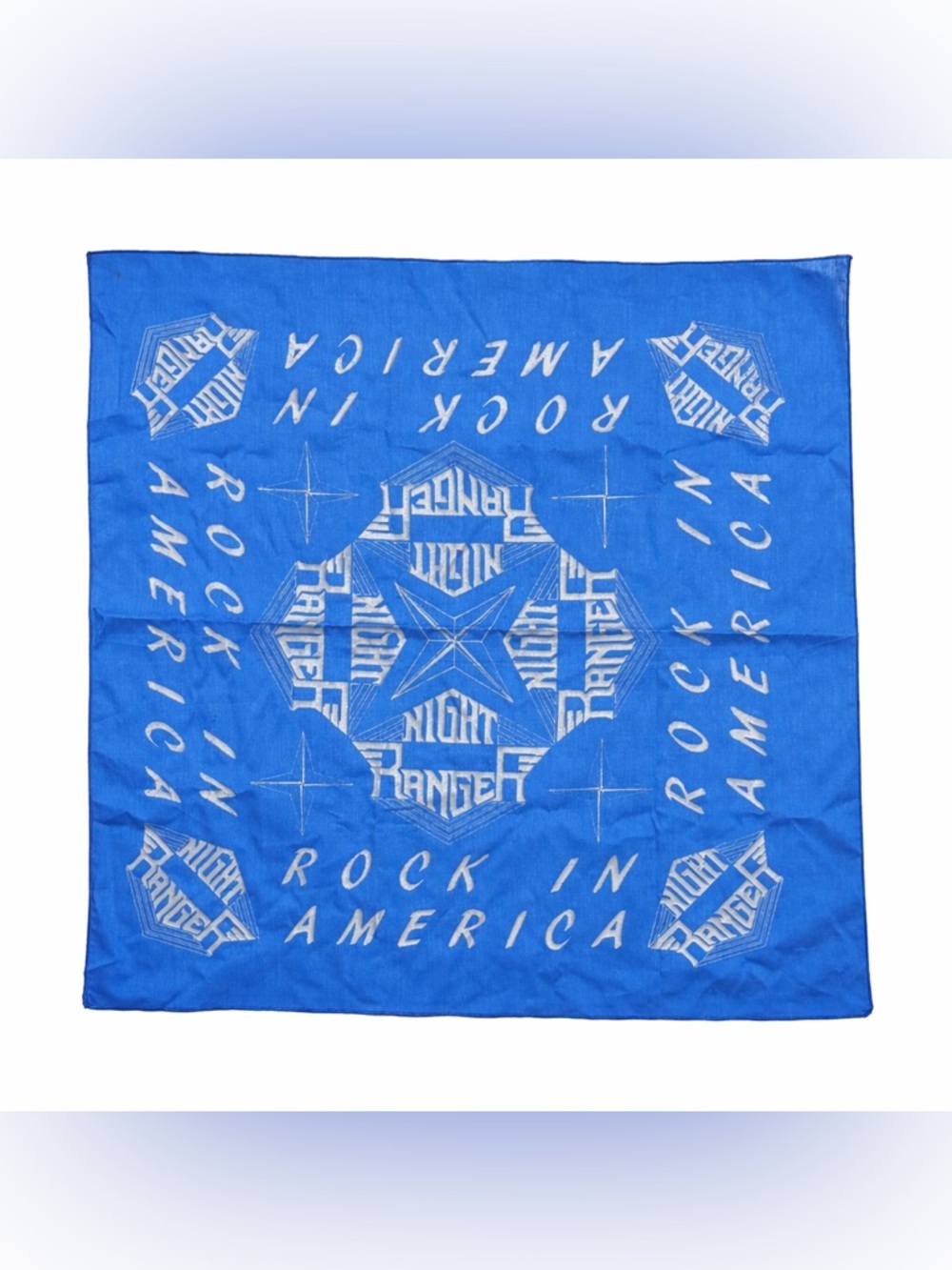 Vintage Night Ranger Rock In America Bandana Blue 80s Concert Merch Rare